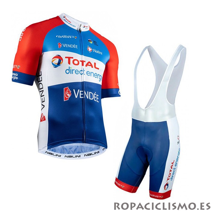 2020 Maillot Direct Energie Tirantes Mangas Cortas Rojo Azul